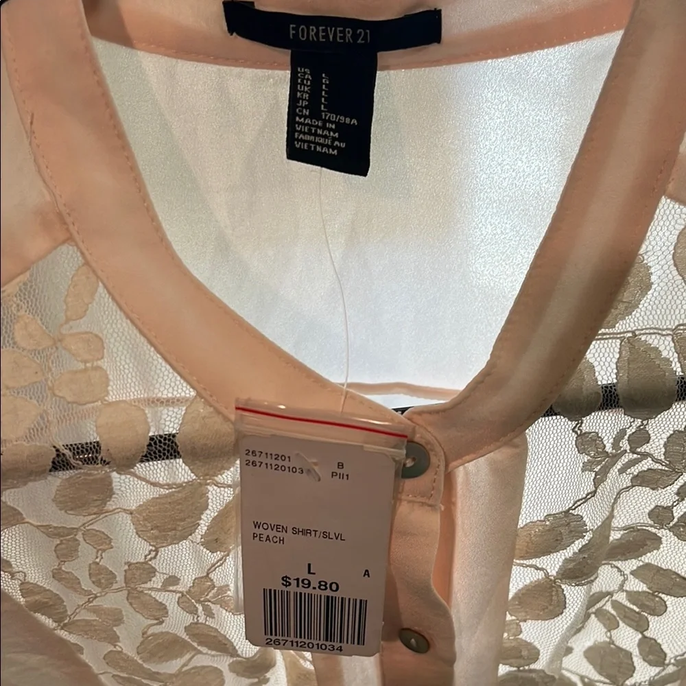 Sheer Light Pink Sleeveless Blouse with floral detail - Picture 2 of 7